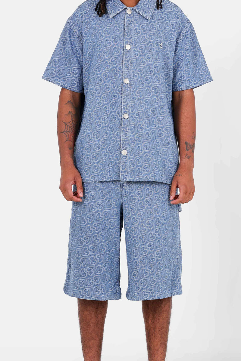 Short Baggy Cœur Denim Bleu