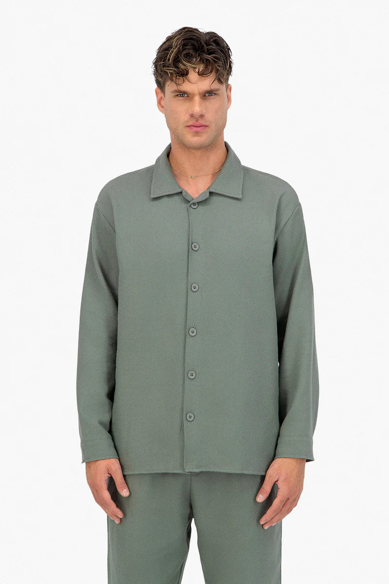 Chemise Jacquart Kaki/Beige/Noir