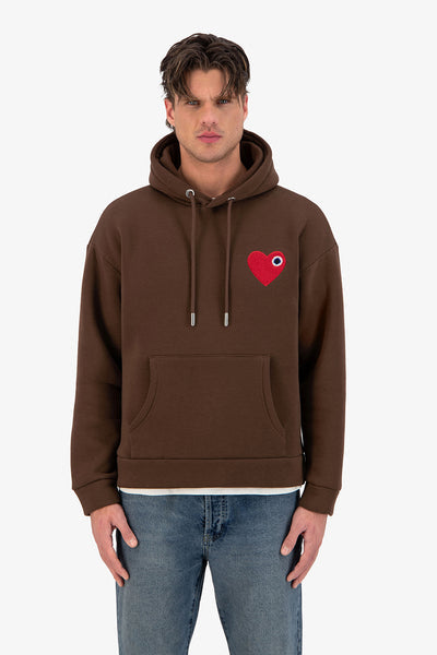 Hoodie Cœur Bleu/Marron/Noir