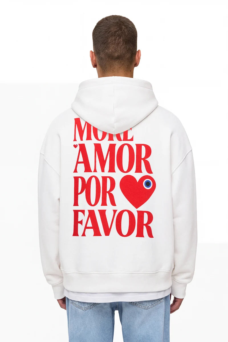 Hoodie More Amor Blanc/Rose