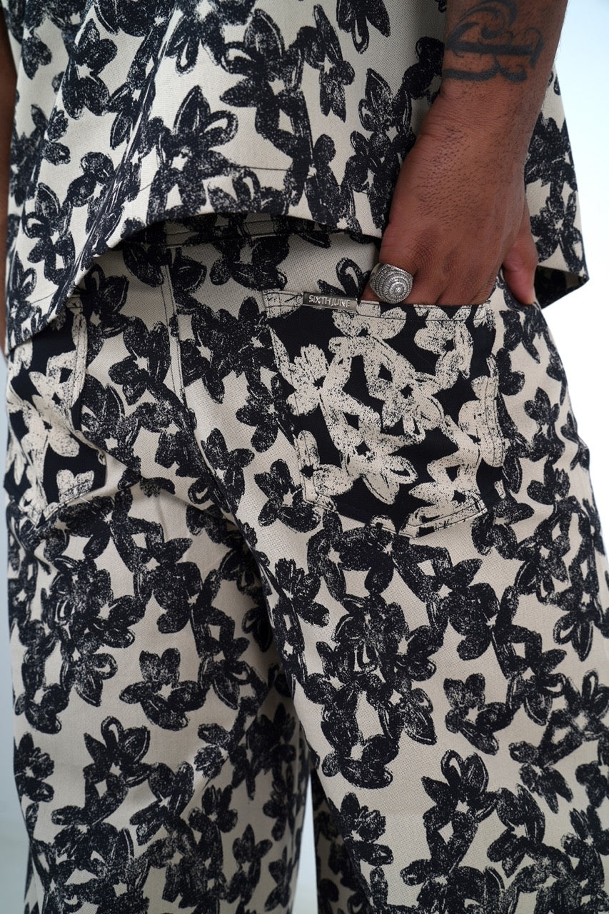 Short Sixth June Print Beige/Noir