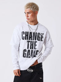 T-shirt Change The Game Long Gris/Blanc