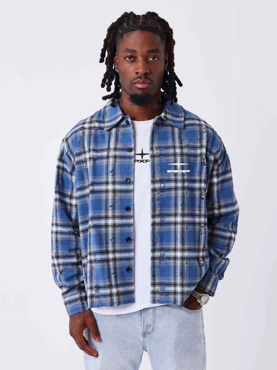 Chemise à Carreaux Polaris Destroy Bleu/Noir