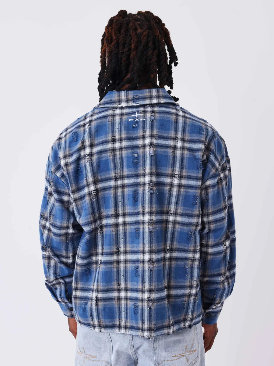 Chemise à Carreaux Polaris Destroy Bleu/Noir