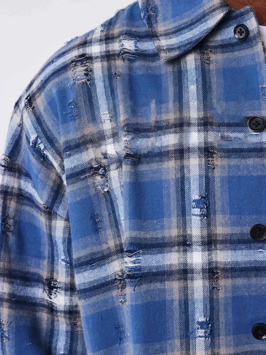Chemise à Carreaux Polaris Destroy Bleu/Noir