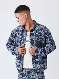 Veste Jacquart Denim Print Bleu
