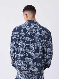 Veste Jacquart Denim Print Bleu