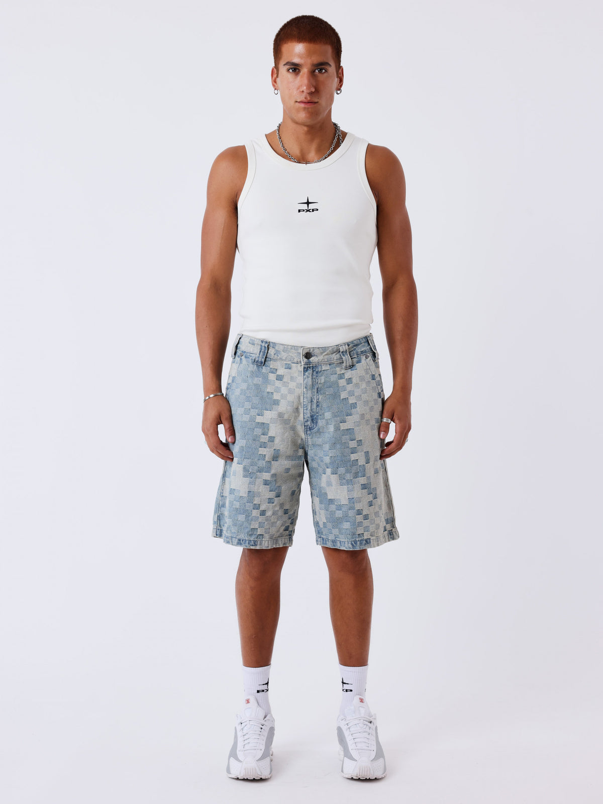 Short en Jean Damier Bleu