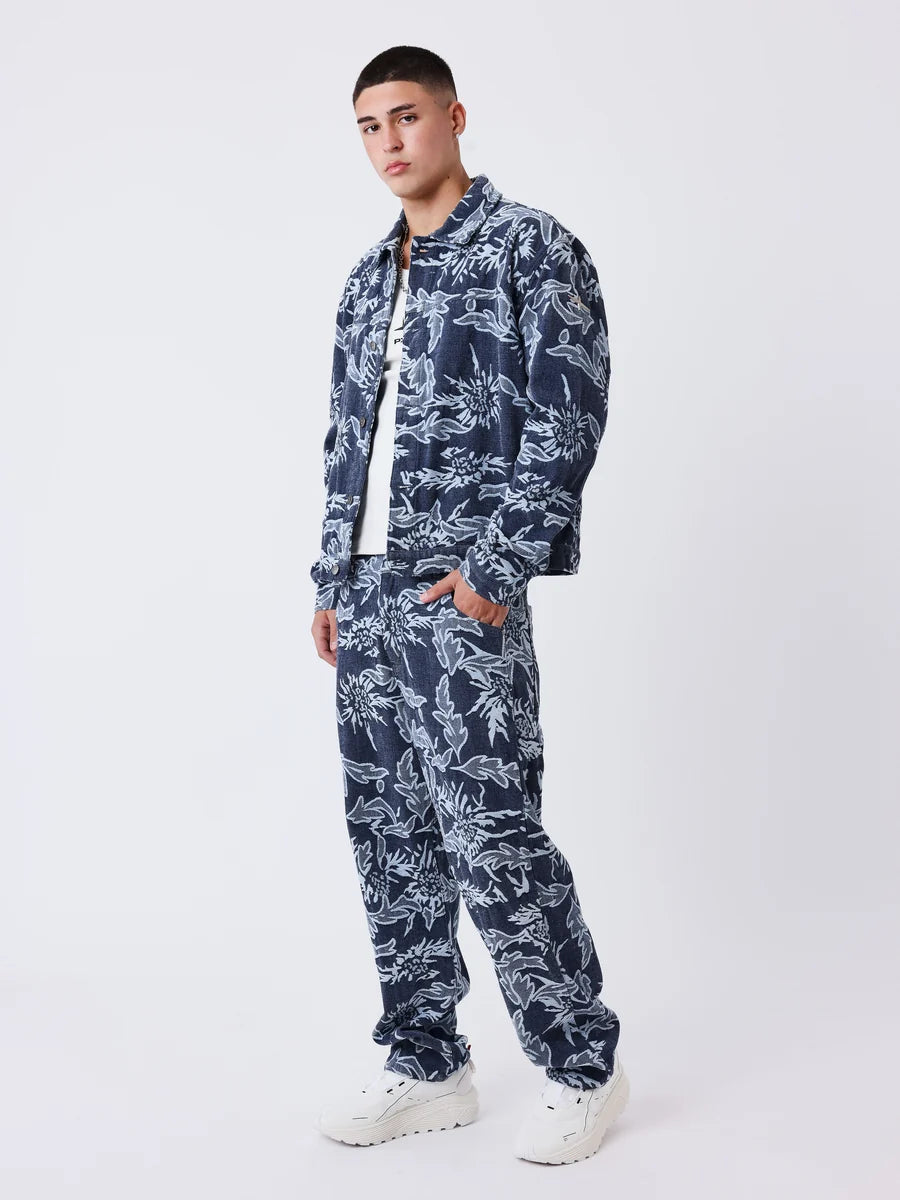 Jean Regular Jacquart Denim Print Bleu