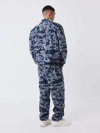 Jean Regular Jacquart Denim Print Bleu