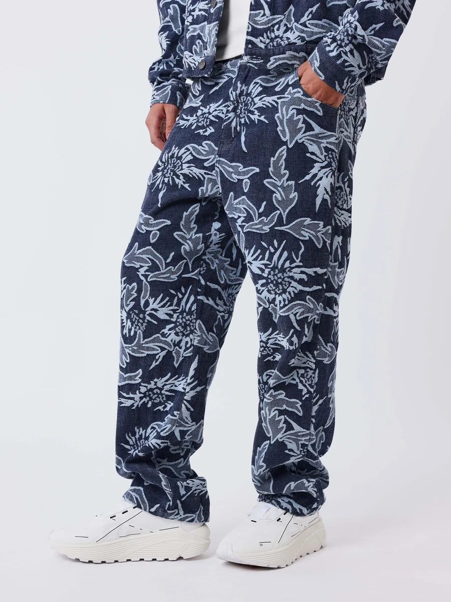 Jean Regular Jacquart Denim Print Bleu