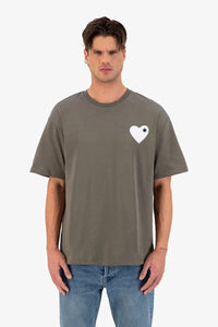 T-shirt Coeur Vert/Blanc/Beige