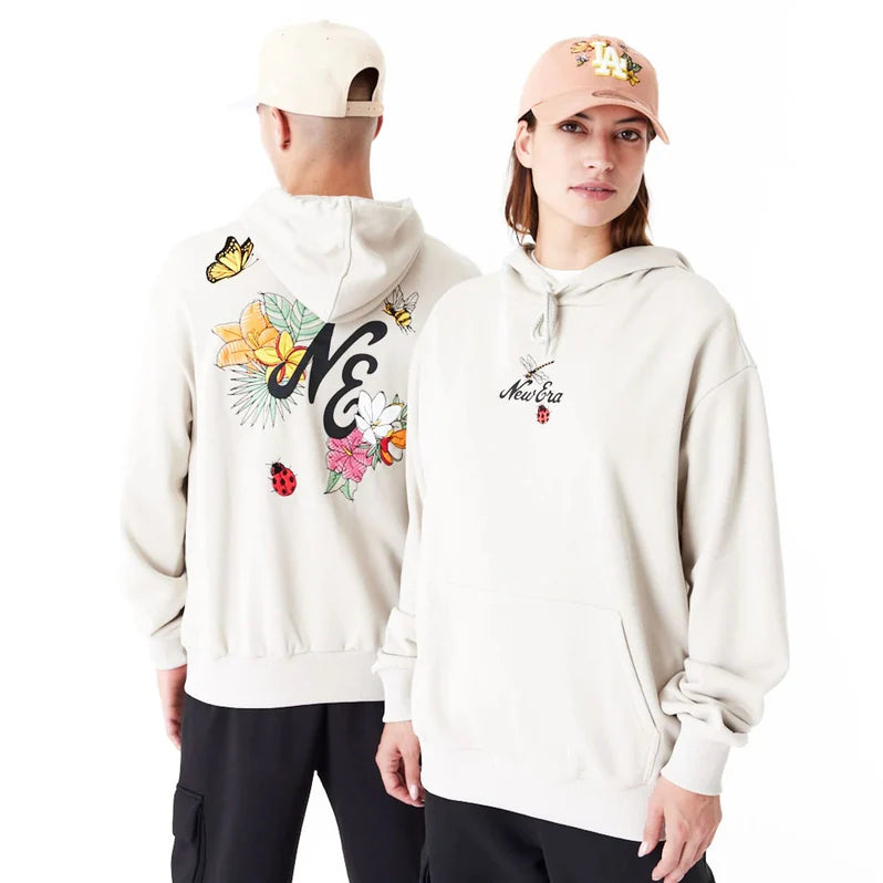 Hoodie Floral Noir/Beige