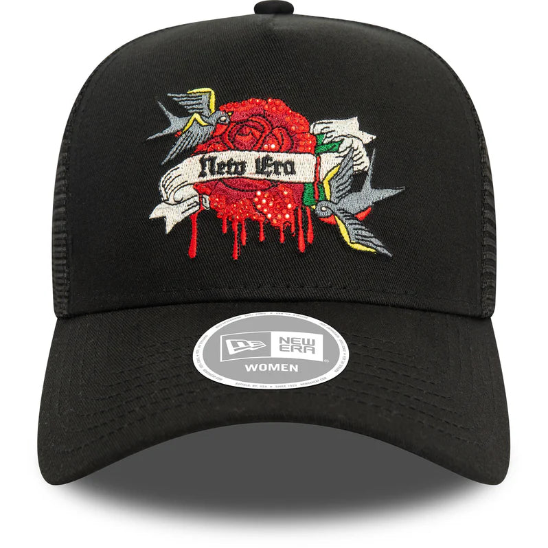 Casquette Trucker Femme Flower Noir