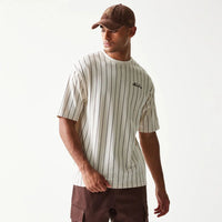 T-shirt New Era Pinstripe Héritage Crème/Marron