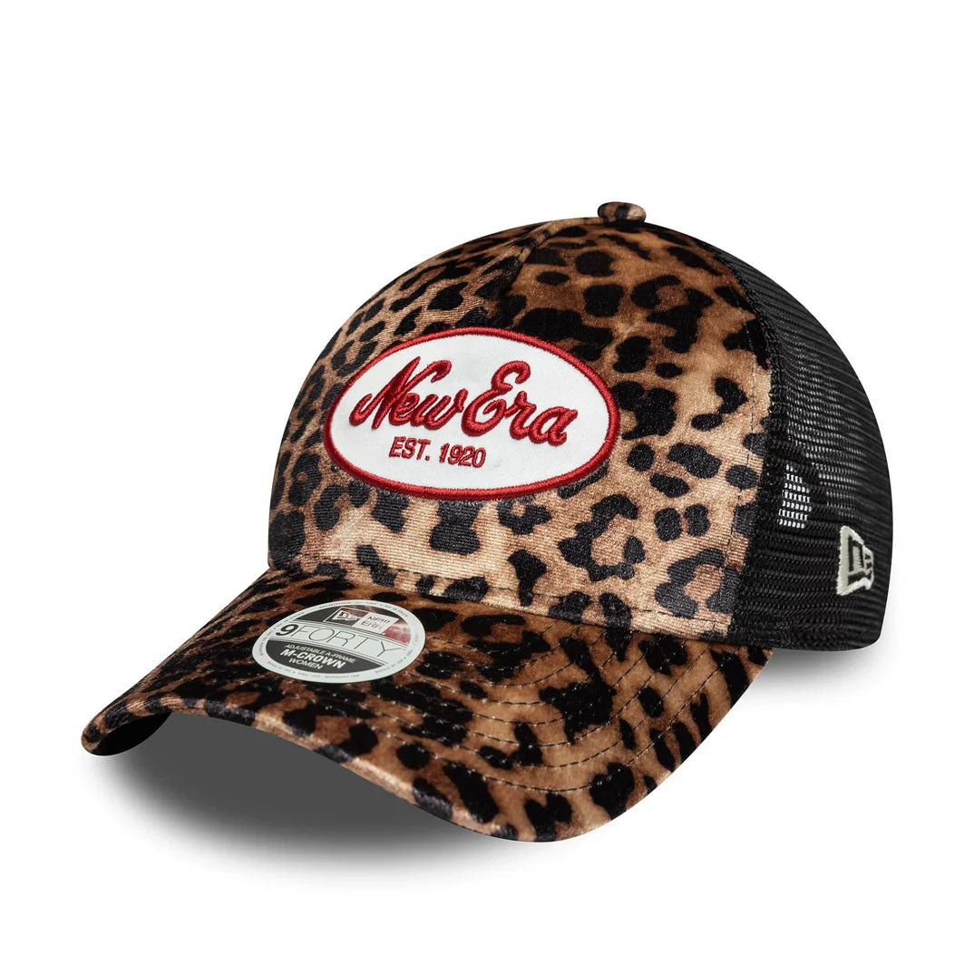 Casquette New Era Trucker Femme Leopard Velours