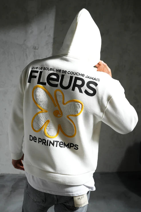 Hoodie Fleurs Blanc