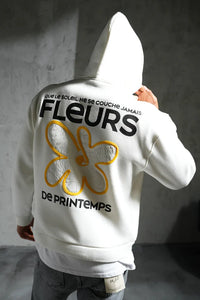 Hoodie Fleurs Blanc