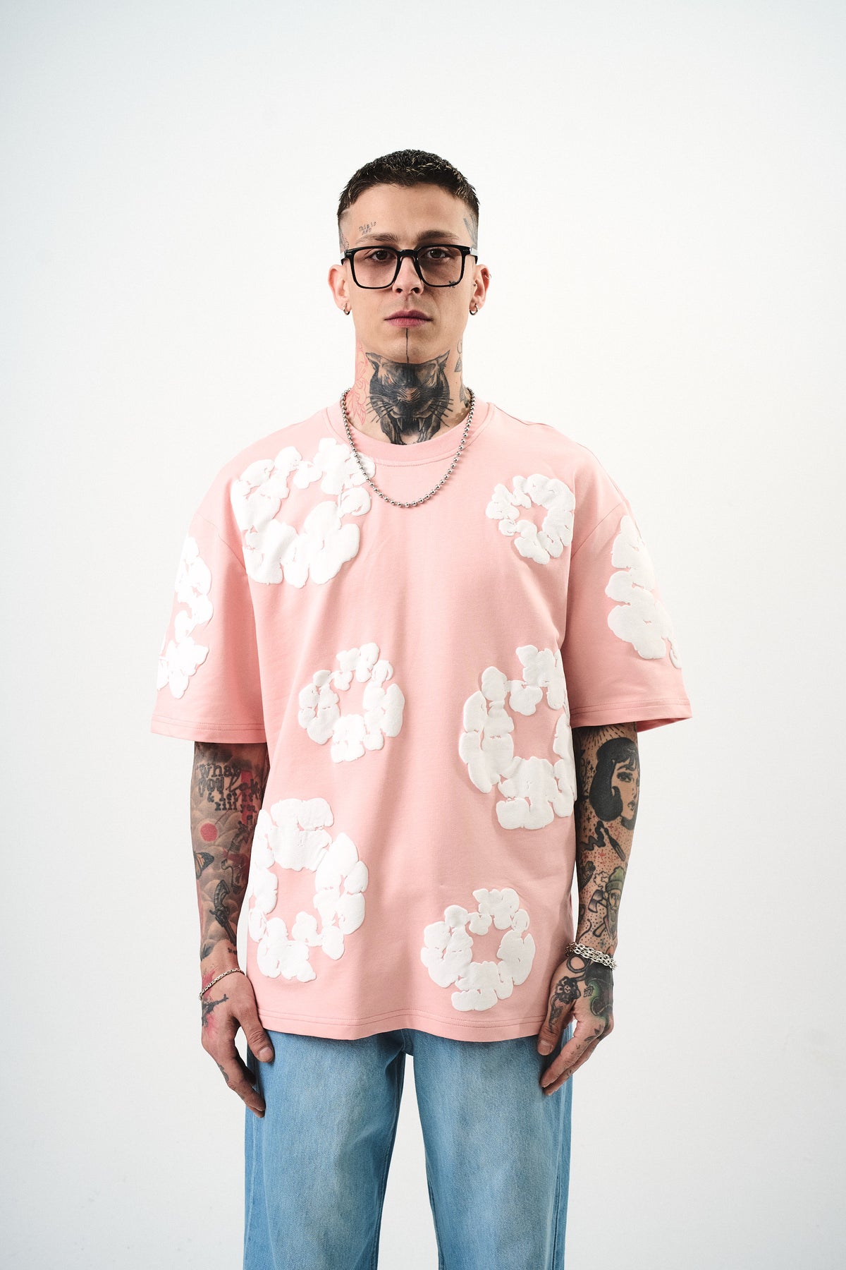 T-shirt Flower Noir/Blanc/Rose