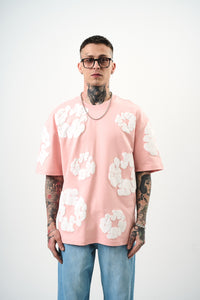 T-shirt Flower Noir/Blanc/Rose