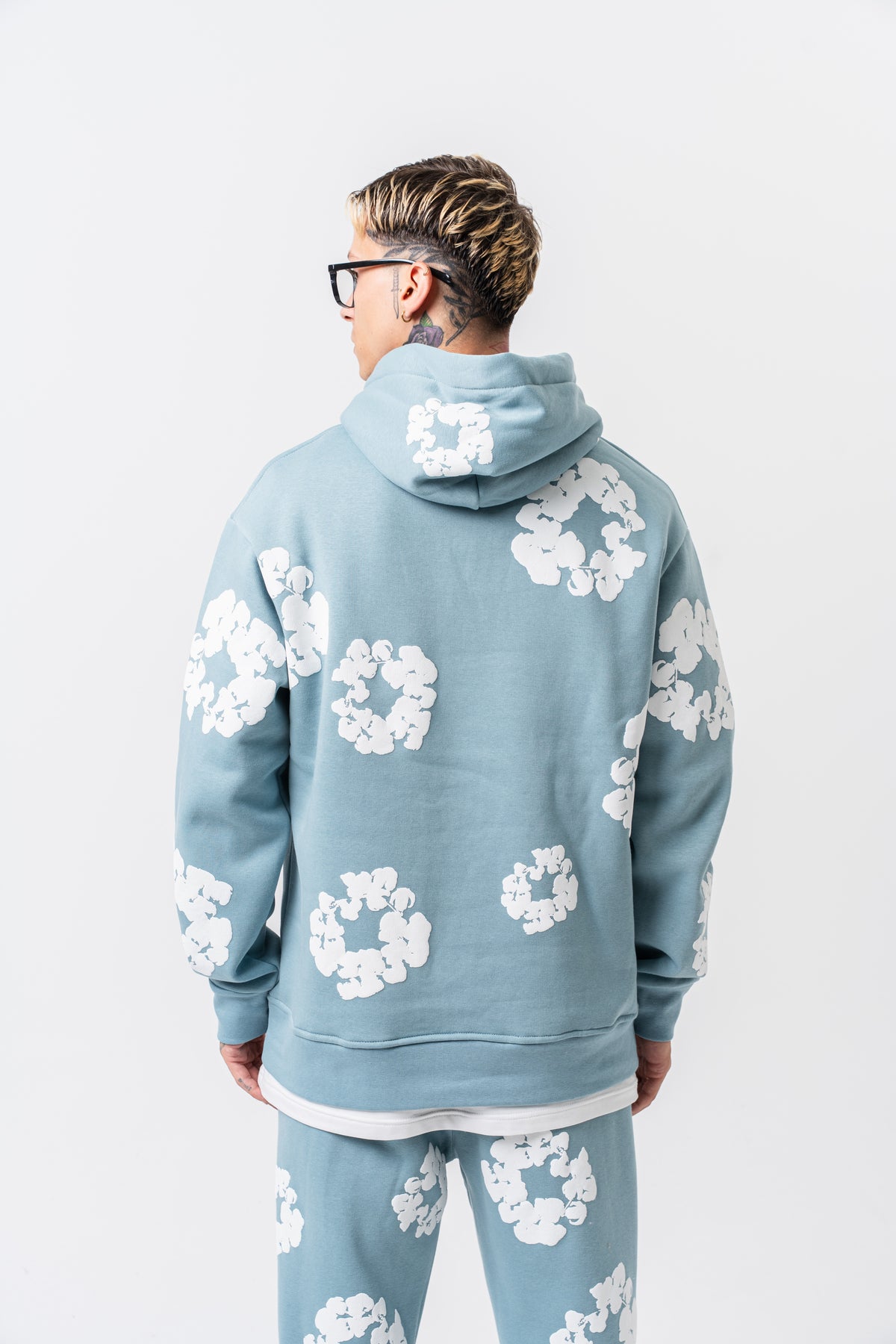 Hoodie Flower Noir/Rose/Bleu