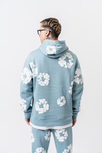 Hoodie Flower Noir/Rose/Bleu