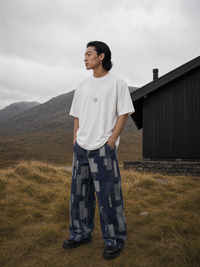 Jean Baggy Patchwork Bleu/Gris