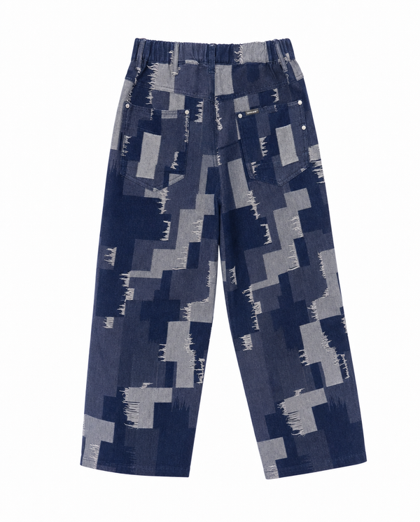 Jean Baggy Patchwork Bleu/Gris