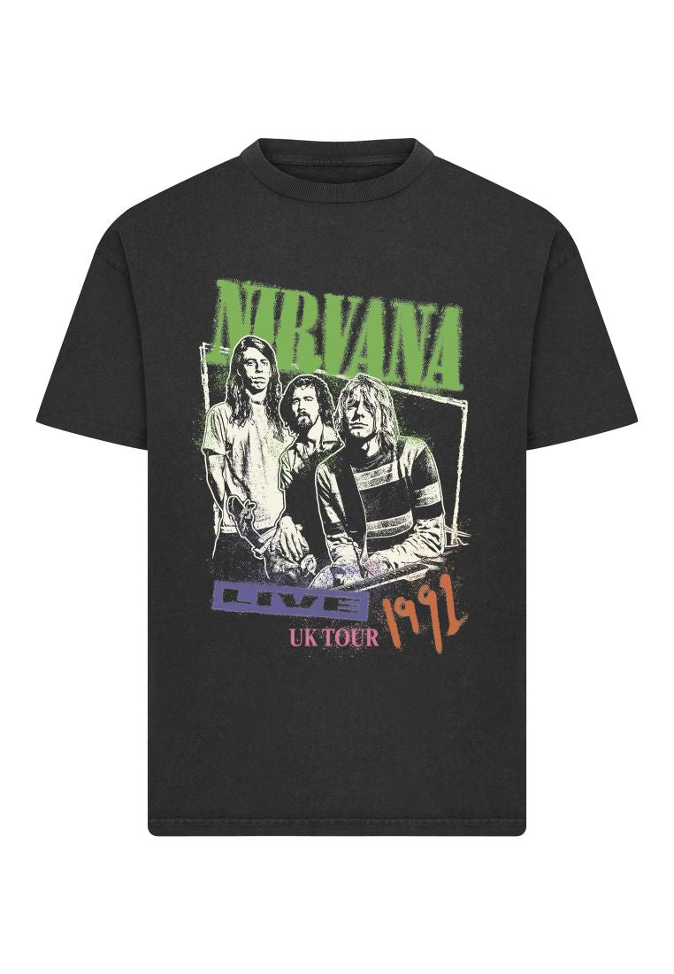 T-shirt Nirvana UK Tour 1991 Washed Noir