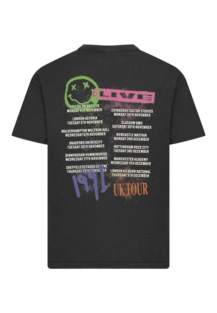 T-shirt Nirvana UK Tour 1991 Washed Noir