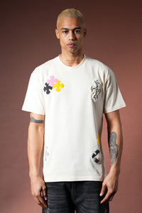 T-shirt Croix Beige/Noir