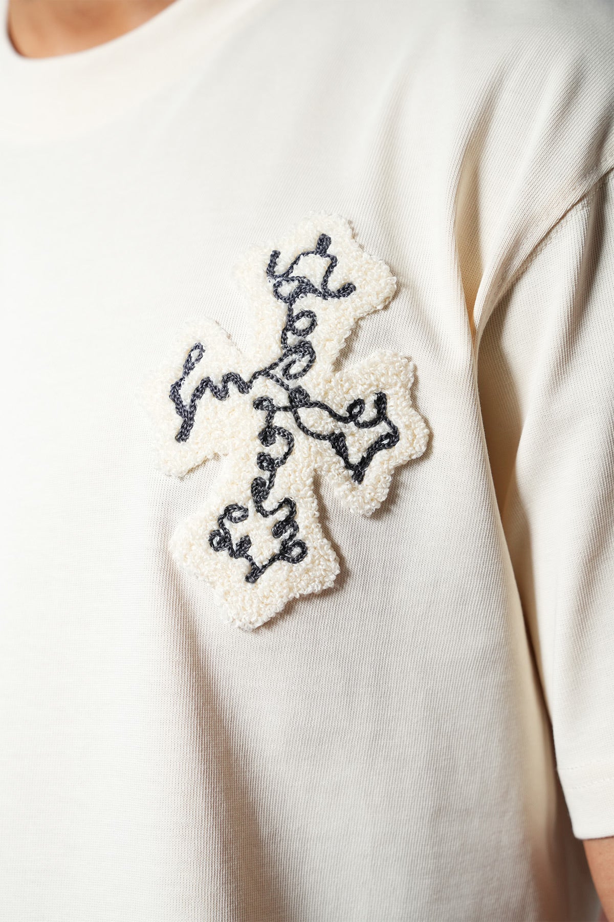 T-shirt Croix Beige/Noir