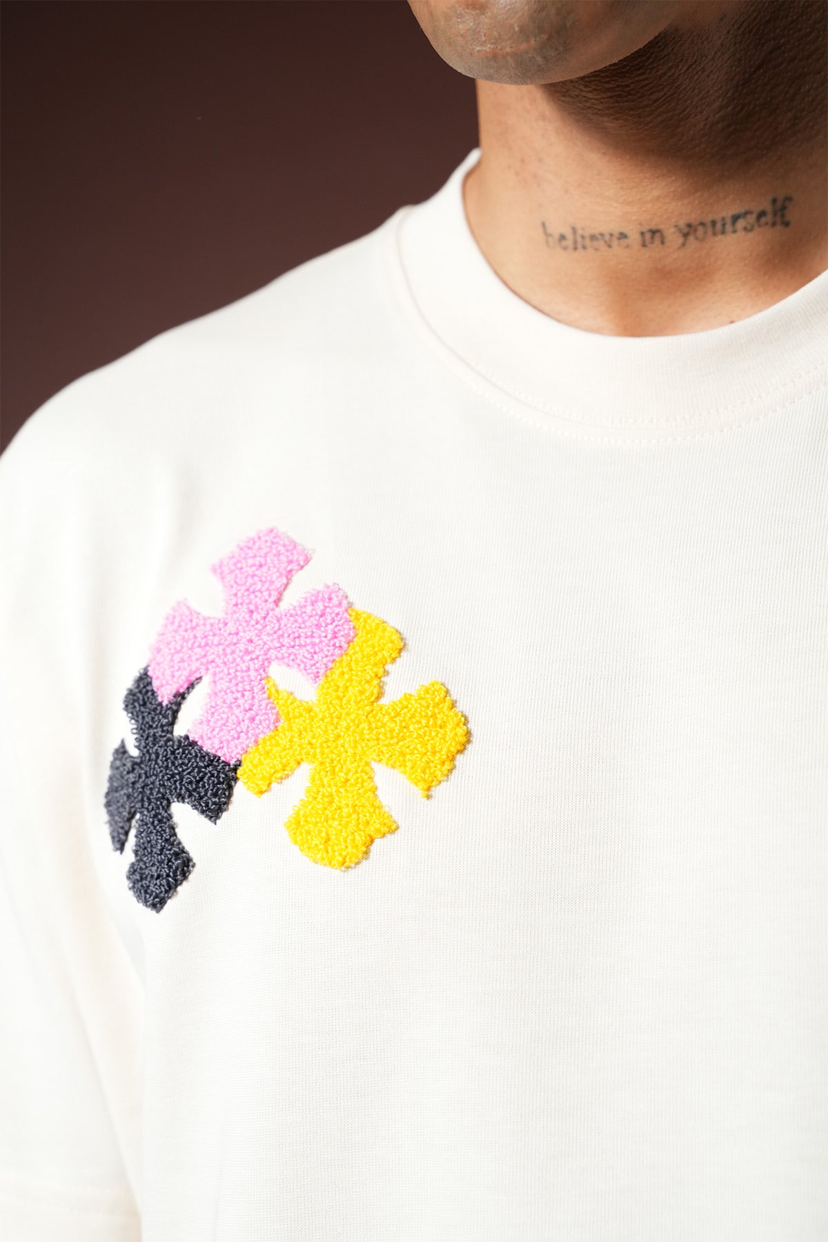 T-shirt Croix Beige/Noir