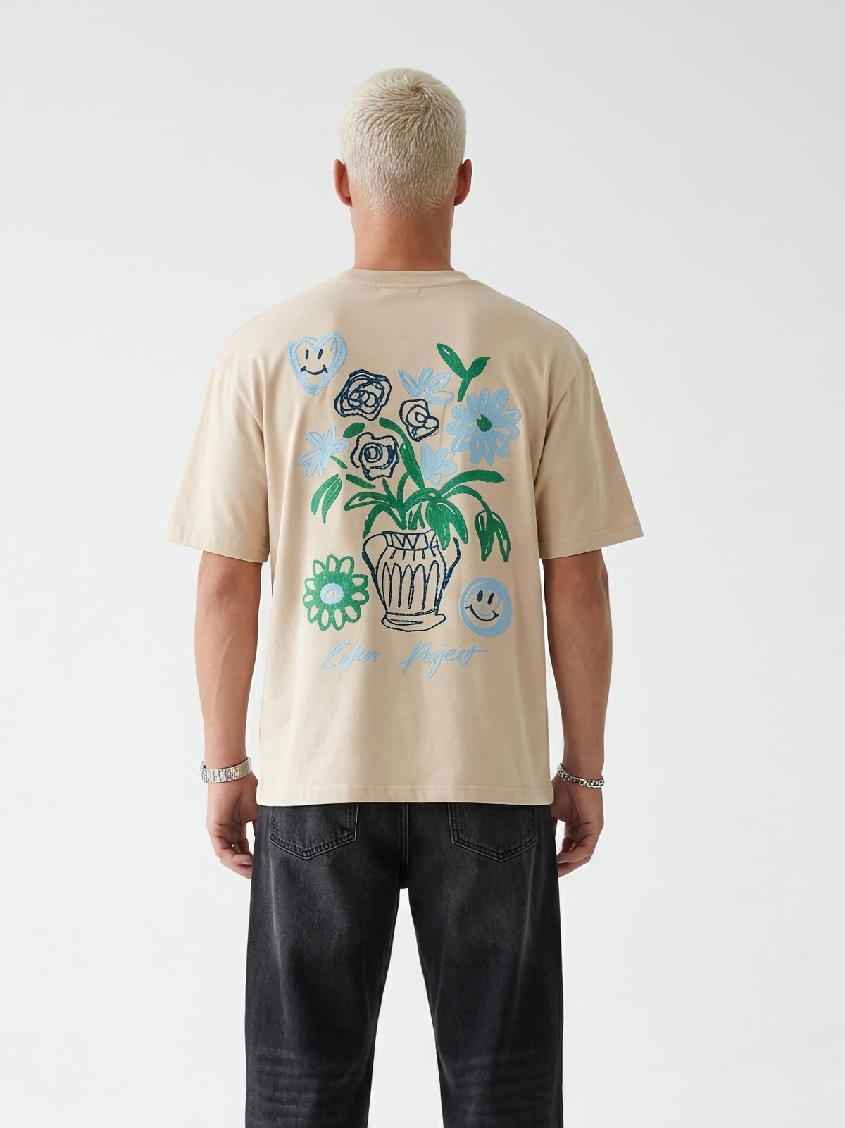 T-shirt Smiley Flower Beige