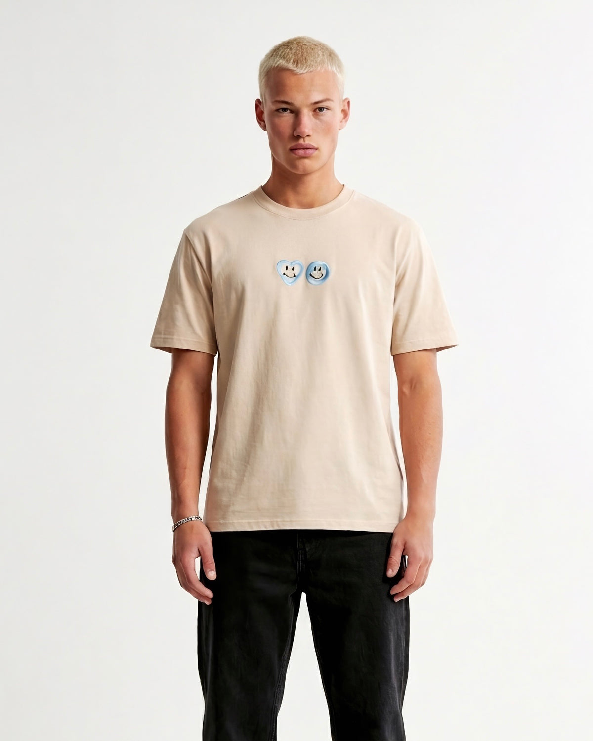 T-shirt Smiley Flower Beige