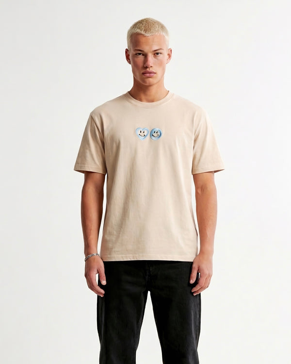 T-shirt Smiley Flower Beige