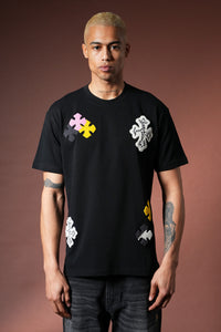 T-shirt Croix Beige/Noir