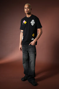 T-shirt Croix Beige/Noir