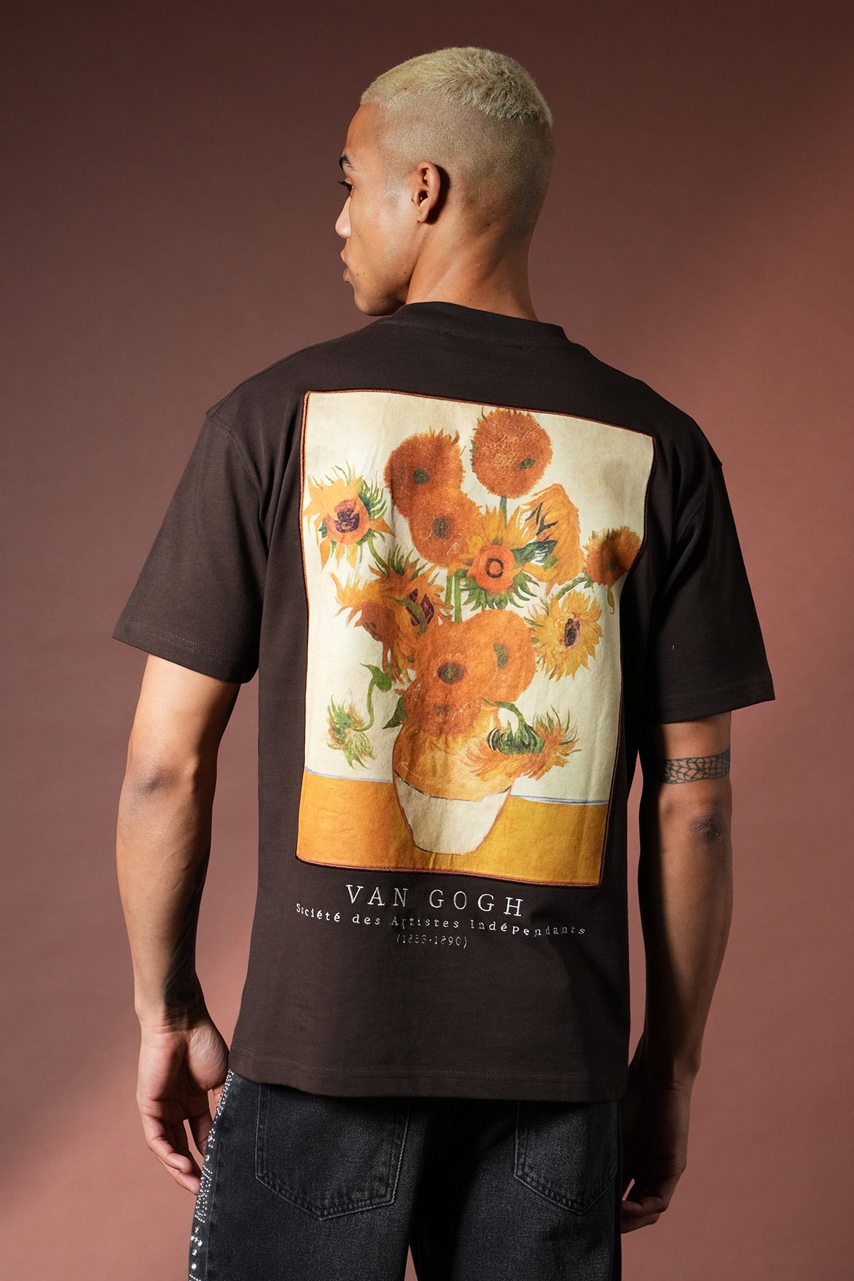 T-shirt Van Gogh Flower Marron
