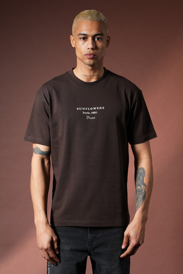 T-shirt Van Gogh Flower Marron