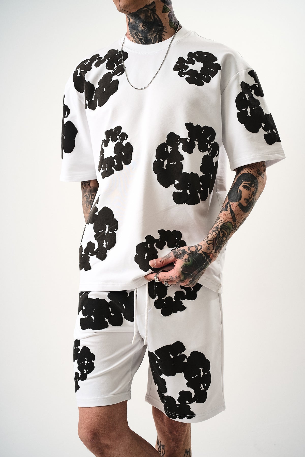 T-shirt Flower Rose/Blanc/Noir/Mint