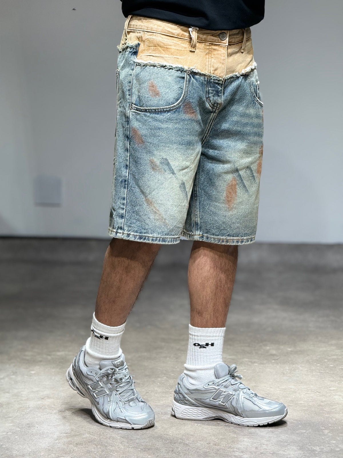 Short Baggy Destroy Bleu/Beige