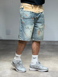 Short Baggy Destroy Bleu/Beige