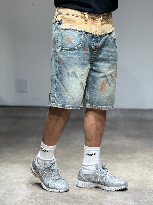 Short Baggy Destroy Bleu/Beige