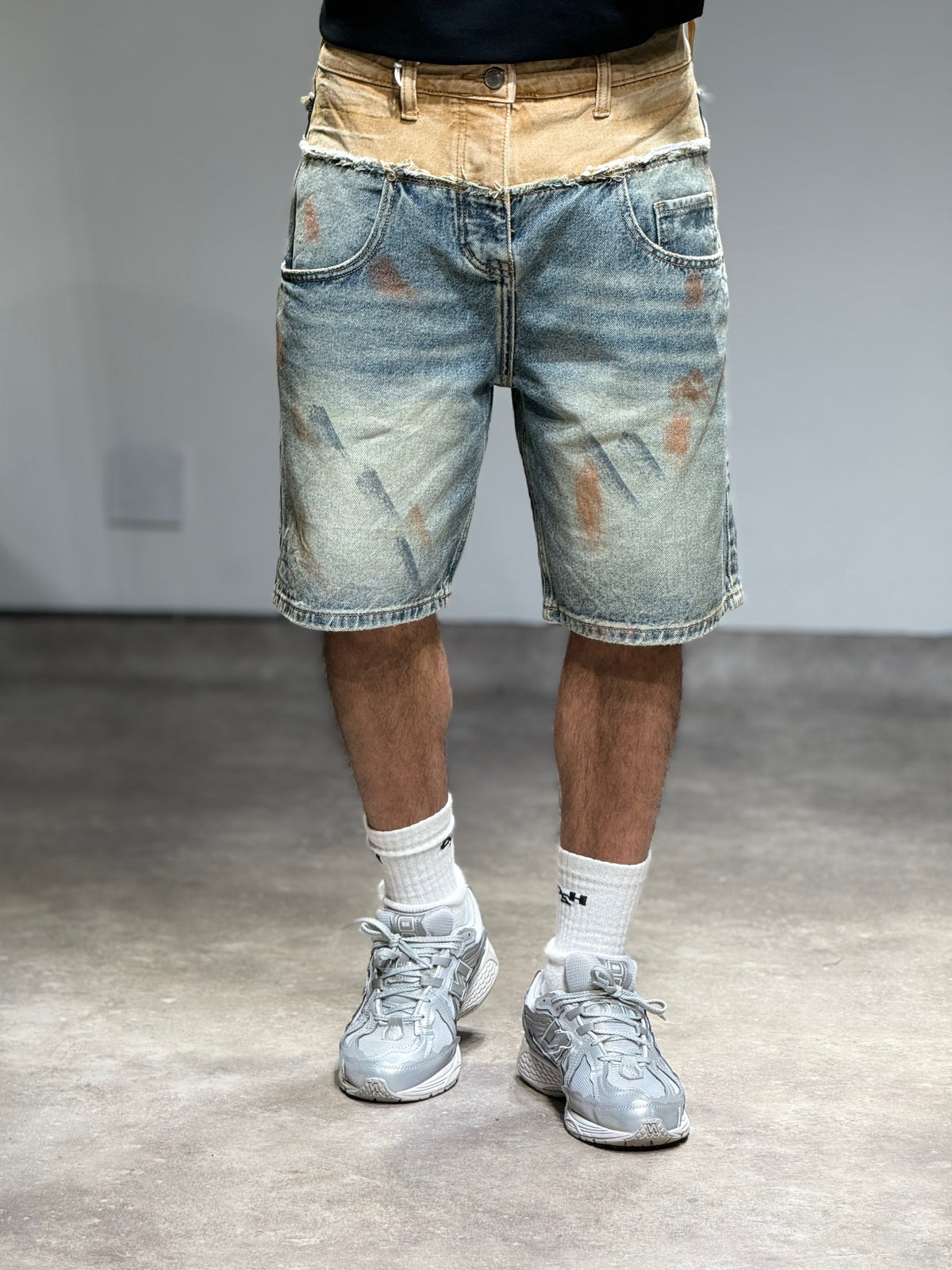 Short Baggy Destroy Bleu/Beige
