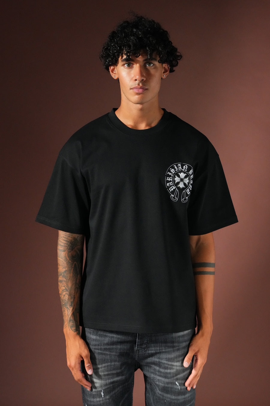 T-shirt Chrome Strass Noir/Blanc