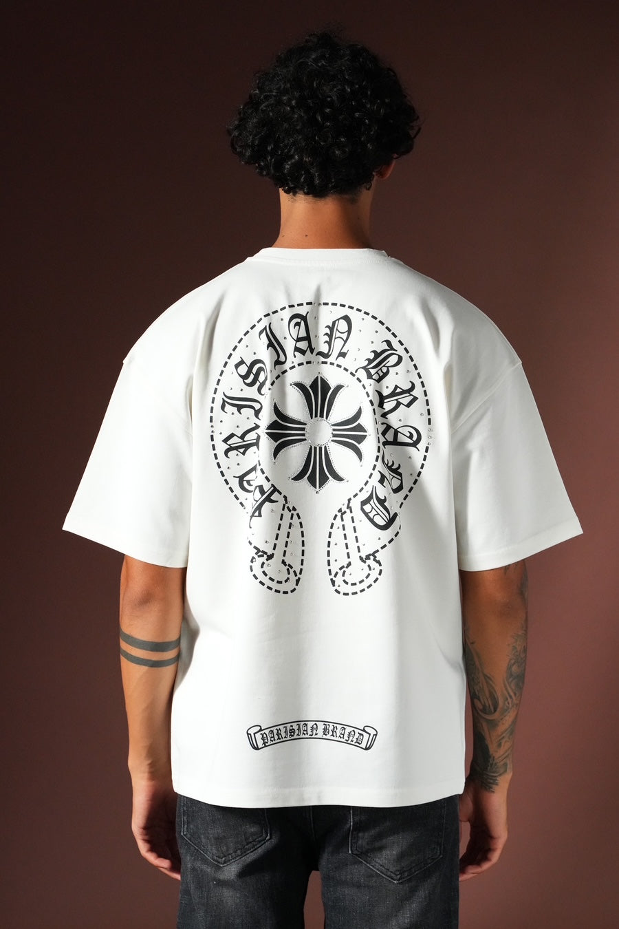 T-shirt Chrome Strass Noir/Blanc