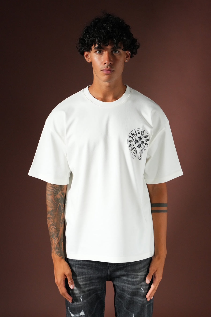 T-shirt Chrome Strass Noir/Blanc