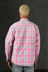 Chemise Carreaux Strass Beige/Rose