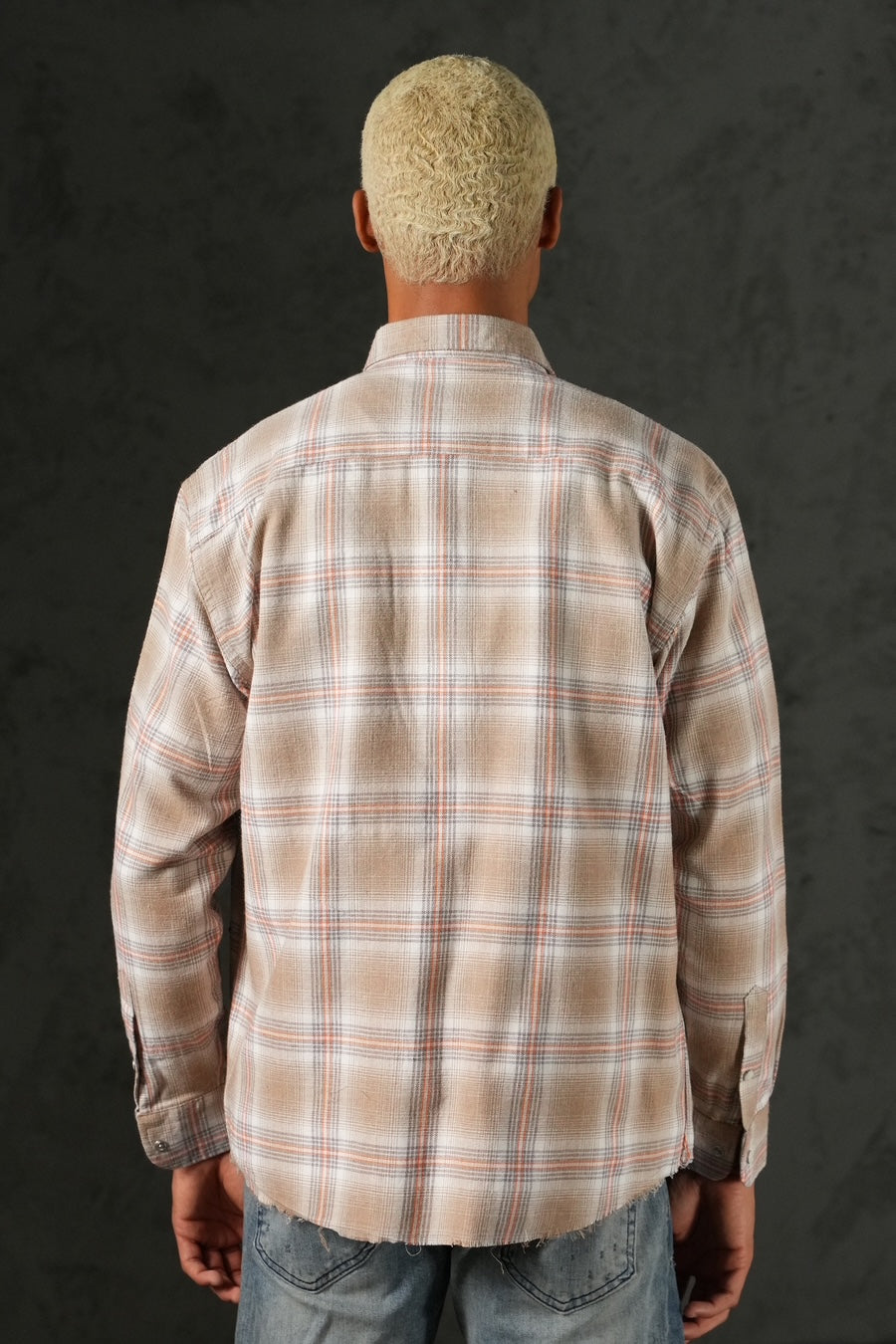 Chemise Carreaux Strass Beige/Rose